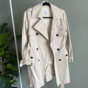 Club Monaco Light Beige Double-Breasted Pea Coat